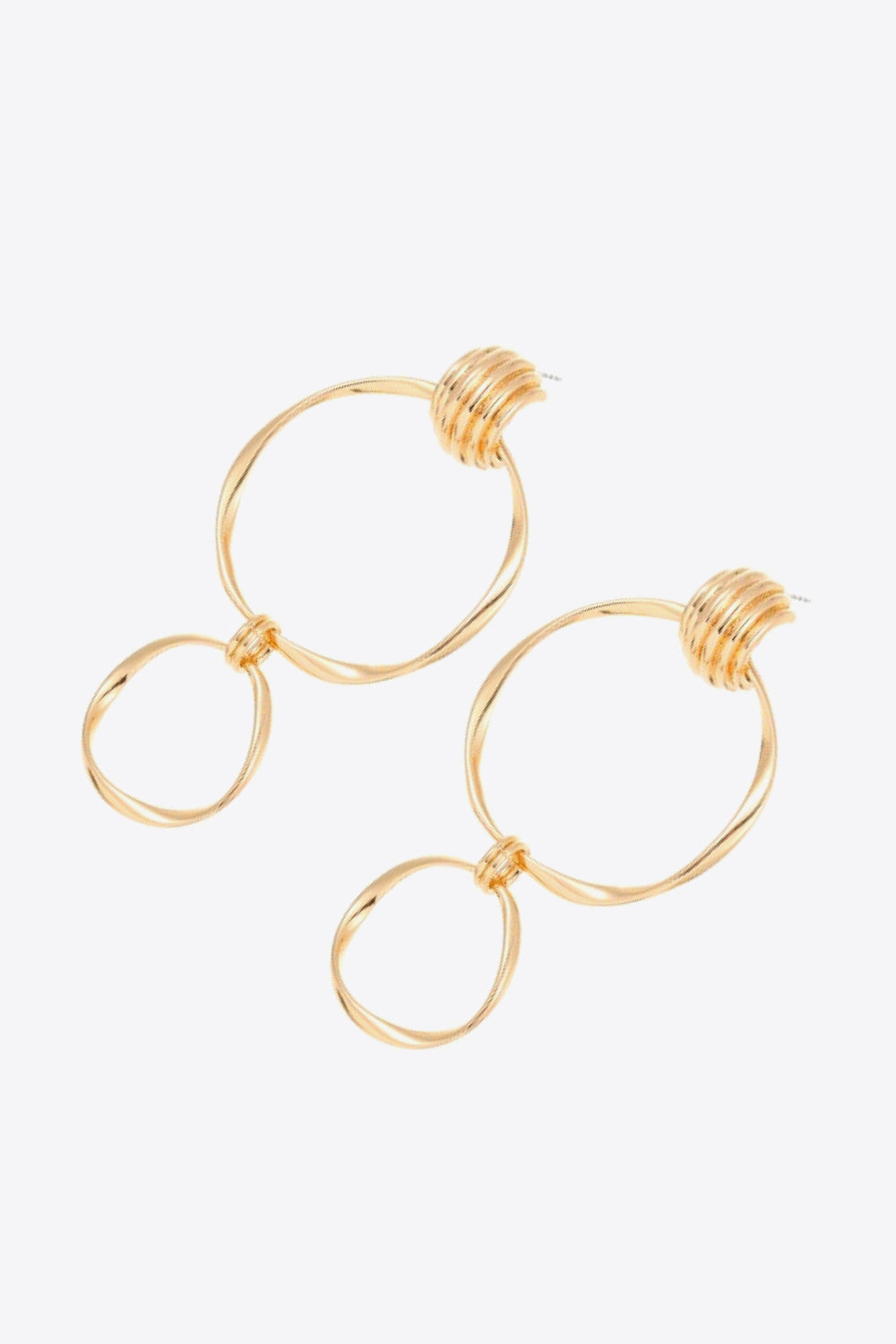 Double Hoop Zinc Alloy Drop Earrings