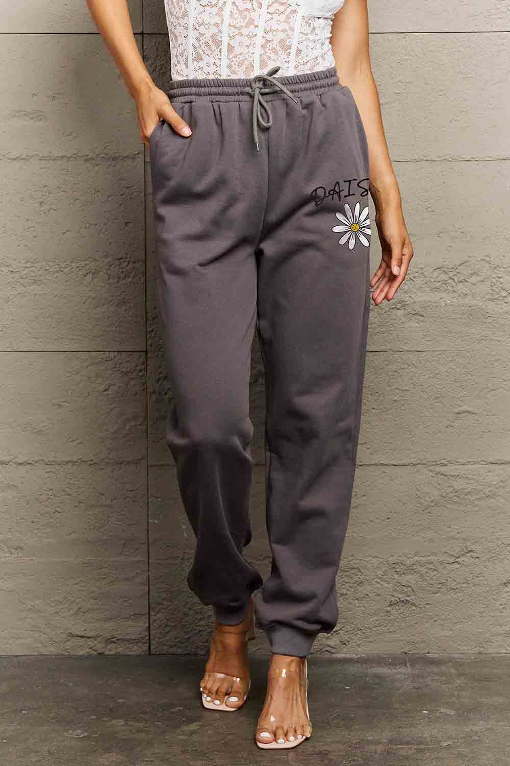 Simply Love Simply Love Full Size Drawstring DAISY Graphic Long Sweatpants