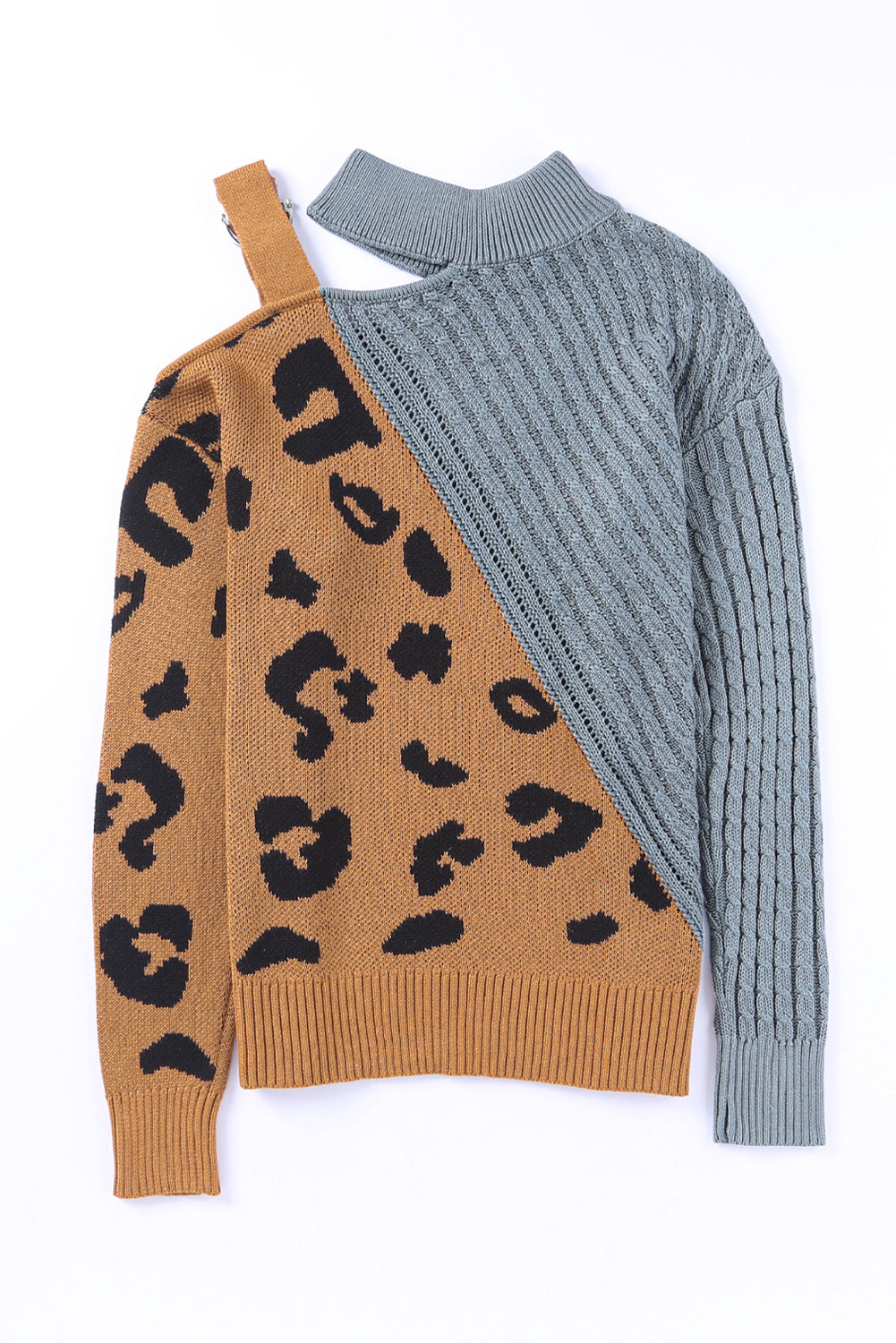 Leopard  Block Turtleneck Sweater