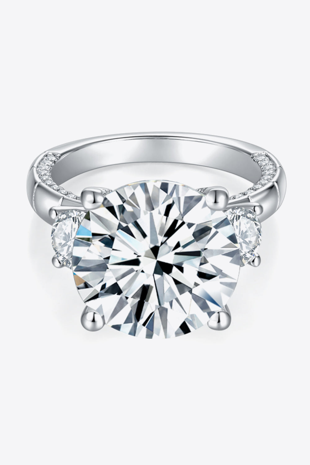 8.6 Carat Moissanite Platinum-Plated Ring