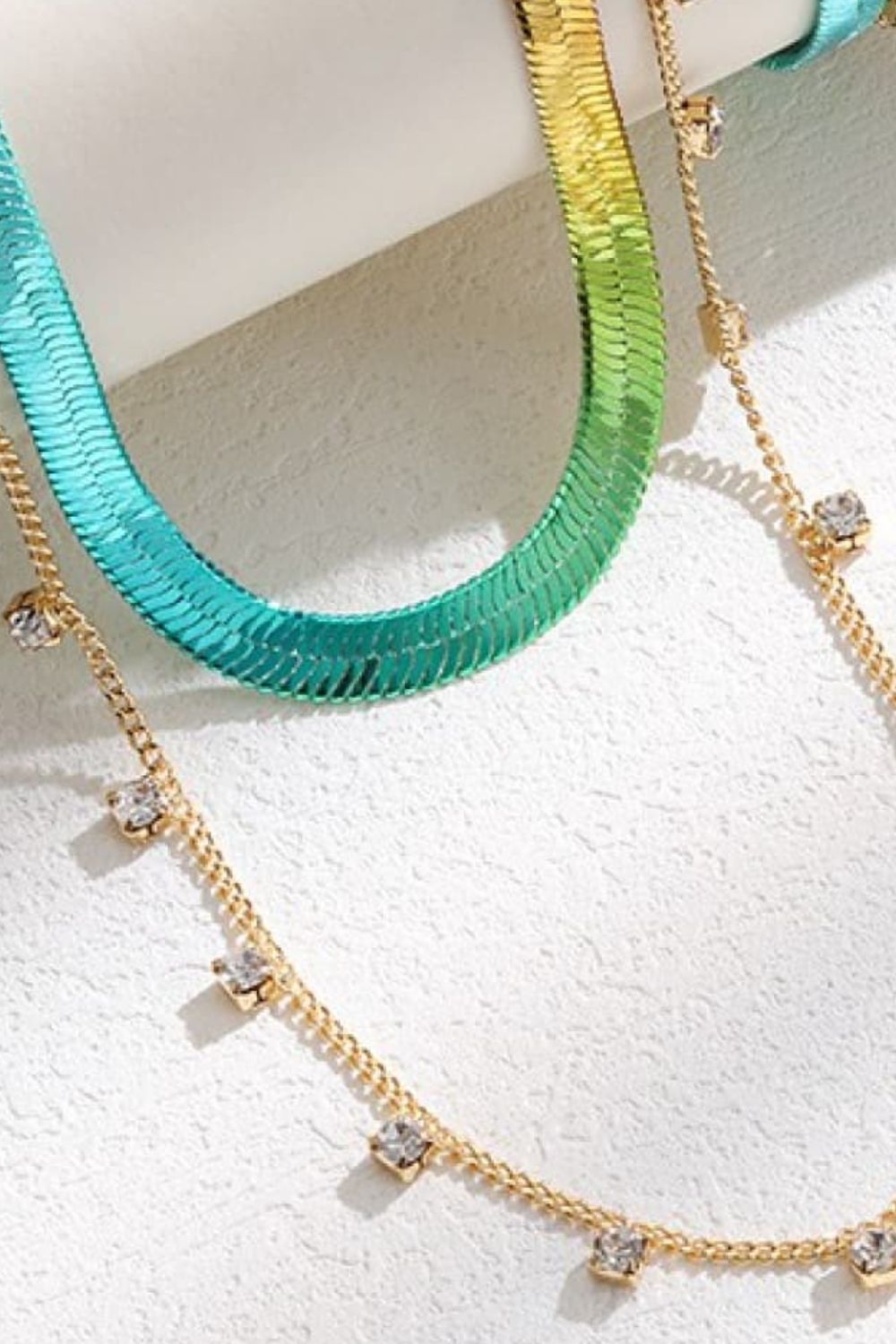 Gradient Herringbone Chain Double-Layered Necklace