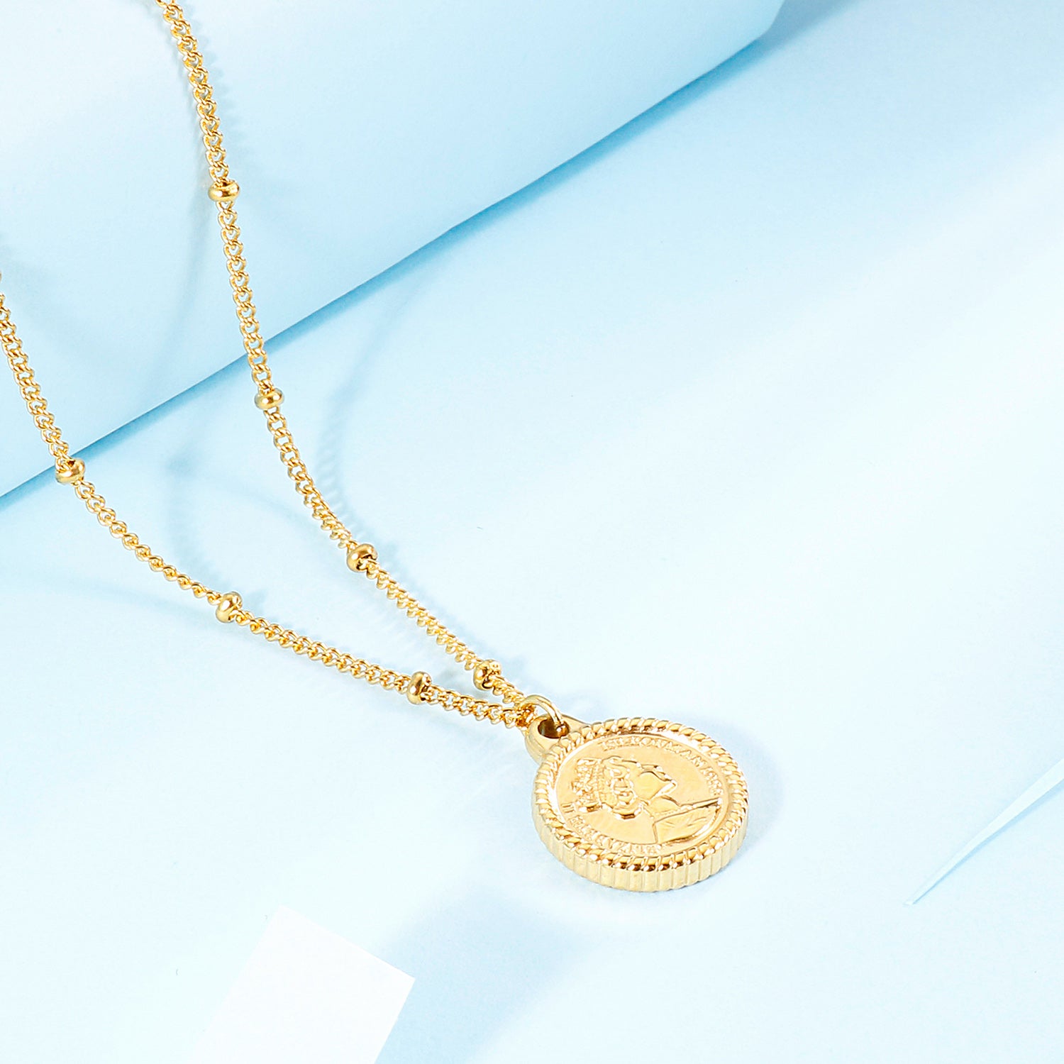 Stainless Steel Coin Pendant Necklace