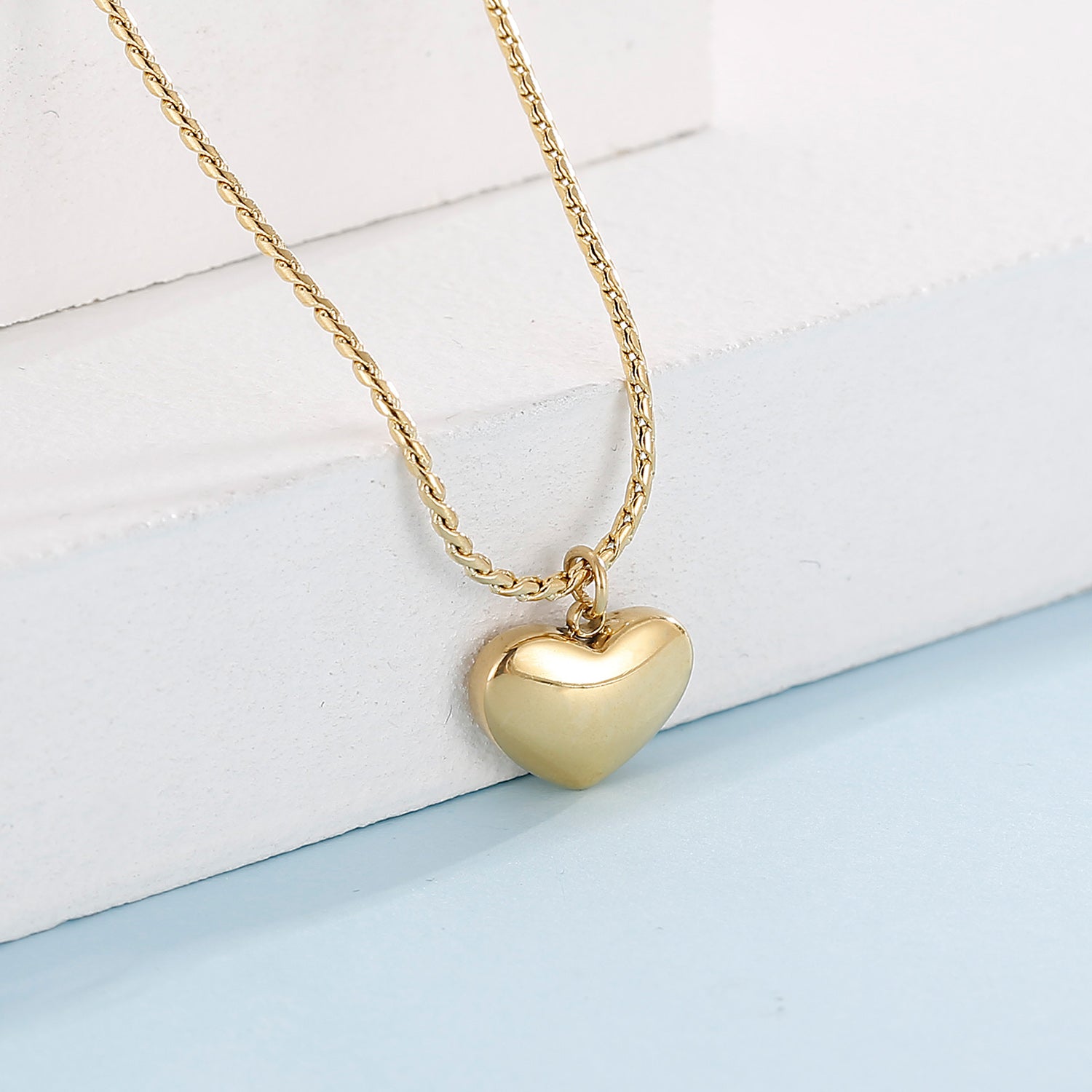 Mother-Of-Pearl Heart Pendant Stainless Steel Necklace